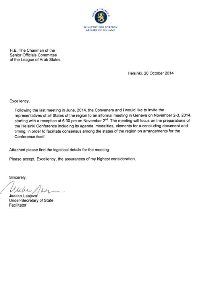 Facilitator Invitation To LAS For The First Geneva Consultation UNIDIR